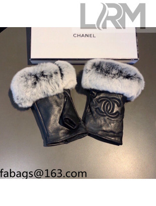 Chanel Lambskin and Rabbit Fur Short Gloves Black 2021 102904