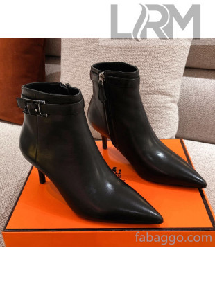 Hermes Calfskin Blanche Ankle Boot With 6cm Heel Black 2020