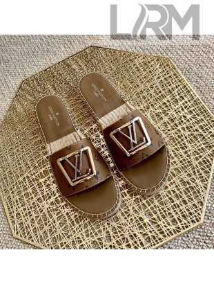 Louis Vuitton Monogram Reverse Canvas Espadrille Slide Sandals with Square LV Buckle 2021