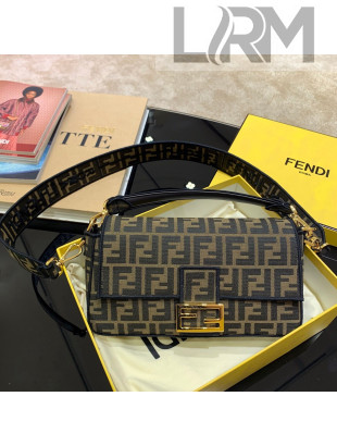 Fendi FF Fabric Medium Baguette Bag Brown/Black 2021