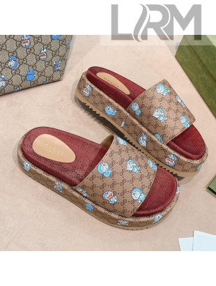 Doraemon x Gucci GG Platform Slide Sandal 573018 Blue 2021