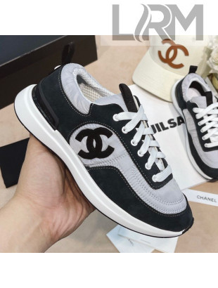 Chanel Suede and Nylon Sneakers G37122 Light Gray/Black 2021