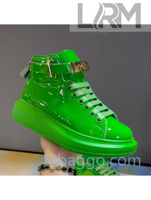 Alexander McQueen Patent Leather Sneakers with Lock Charm Green 2020 (For Women and Men)