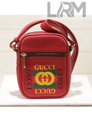 Gucci Print Leather Shoulder Bag 574803 Red 2018