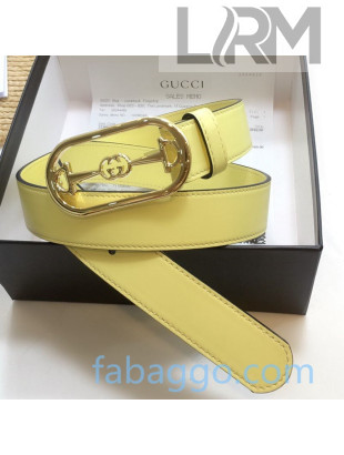 Gucci Leather Belt 30mm with GG Horsebit Yellow 2020