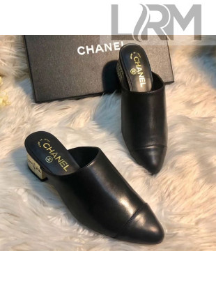 Chanel Leather Mules G34909 Black 2019
