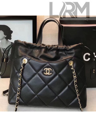Chanel Quilted Lambskin Drawing Shopping Bag AS0986 Black 2019