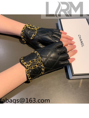 Chanel Lambskin Short Gloves Black 2021 102907
