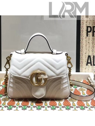 Gucci GG Marmont Leather Mini Top Handle Bag White 2018