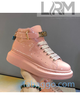 Alexander McQueen Patent Leather Sneakers with Lock Charm Light Pink 2020 (For Women and Men)