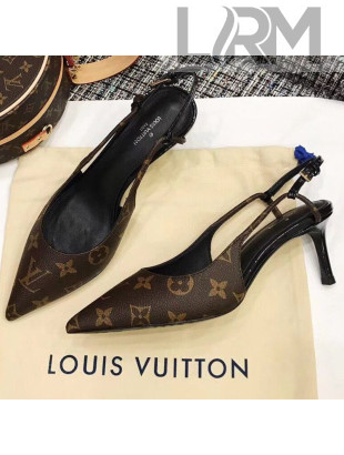 Louis Vuitton Cherie Monogram Canvas Mid-Heel Slingback Pump 1A5BPP 2019