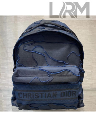 Dior Diortravel Large Camouflage Canvas Backpack Navy Blue 2020