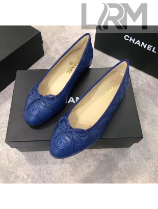 Chanel Quilting Lambskin Leather Ballerinas Blue 2019
