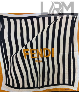 Fendi Pequin Striped Silk Square Scarf 90x90cm Orange 2021