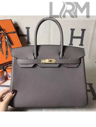 Hermes Original Togo Leather Birkin 25/30/35 Handbag Grey (Gole-tone Hardware)