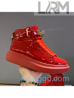 Alexander McQueen Patent Leather Sneakers with Lock Charm Red 2020 (For Women and Men)