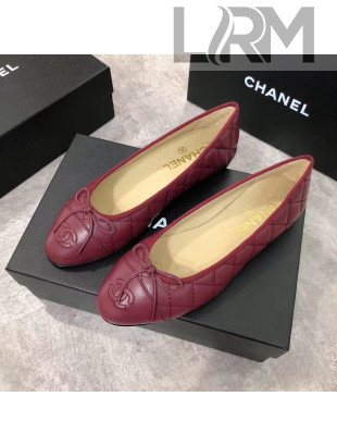 Chanel Quilting Lambskin Leather Ballerinas Burgundy 2019 