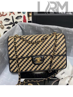 Chanel Raffia Medium Flap Bag AS2419 Beige/Black 2021