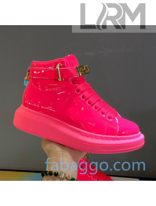 Alexander McQueen Patent Leather Sneakers with Lock Charm Hot Pink 2020 (For Women and Men)