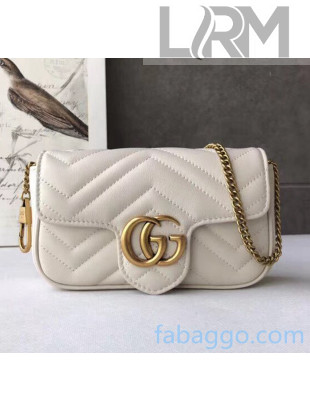 Gucci GG Marmont Matelassé Super Mini Shoulder Bag 476433 White 2020