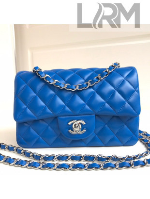 Chanel Lambskin Mini Flap Bag A69900 Blue 2021(Silver-Tone Metal)