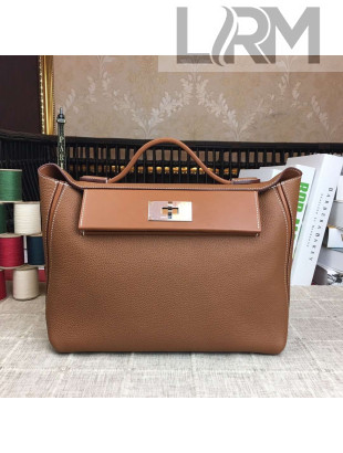 Hermes Original Togo And Swift Leather Kelly 24/24 Bag Brown 2018 (Silver Hardware)