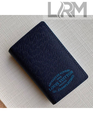 Louis Vuitton Men's Pocket Organizer Wallet with LV Stamp Print M30377 Blue 2020