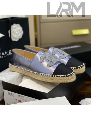 Chanel Embroidered CC Lambskin Espadrilles Silver 2021 33