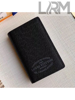 Louis Vuitton Men's Pocket Organizer Wallet with LV Stamp Print M30375 Black 2020