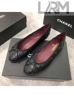 Chanel Quilting Lambskin Leather Ballerinas Black/Burgundy 2019 