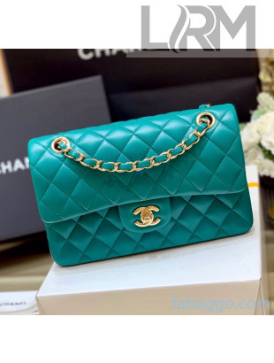 Chanel Quilted Lambskin Small Classic Flap Bag A01113 Origiinal Quality Cyan/Gold 2021 