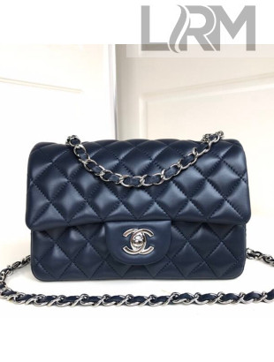 Chanel Lambskin Mini Flap Bag A69900 Navy Blue 2021(Silver-Tone Metal)