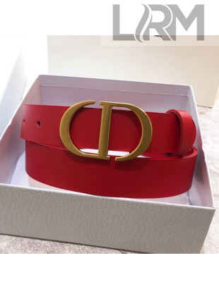 Dior Reversible Calfskin Belt 30mm with CD Buckle Red 