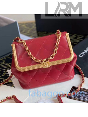 Chanel Quilted Leather Kiss-Lock Bag AS1886 Red/Gold 2020