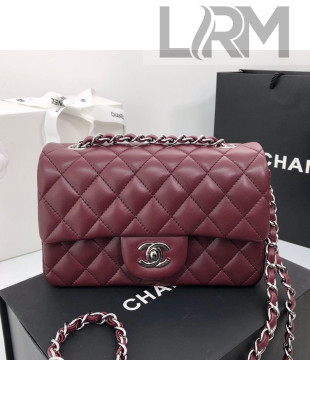 Chanel Lambskin Mini Flap Bag A69900 Burgundy 2021(Silver-Tone Metal)