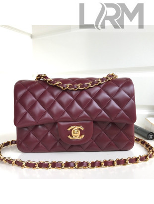 Chanel Lambskin Mini Flap Bag A69900 Burgundy 2021(Gold-Tone Metal)