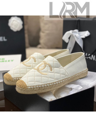 Chanel CC Quilted Canvas Espadrilles White 2021 38