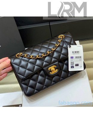 Chanel Quilted Lambskin Small Classic Flap Bag A01113 Black/Gold Origiinal Quality 2021 