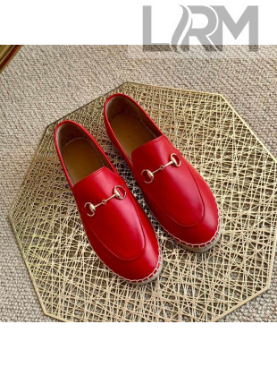 Gucci Jordaan Leather Espadrilles Red 2021