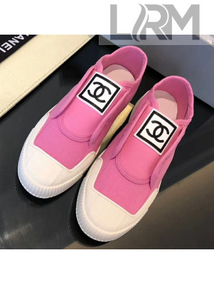 Chanel CC Patch Canvas Sneakers CCS04 Pink 2021