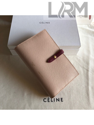 Celine Palm-Grained Leather Passport Wallet Pink/Burgundy 2022 