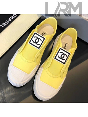 Chanel CC Patch Canvas Sneakers CCS04 Yellow 2021