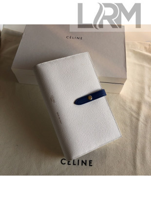 Celine Palm-Grained Leather Passport Wallet White/Blue 2022 
