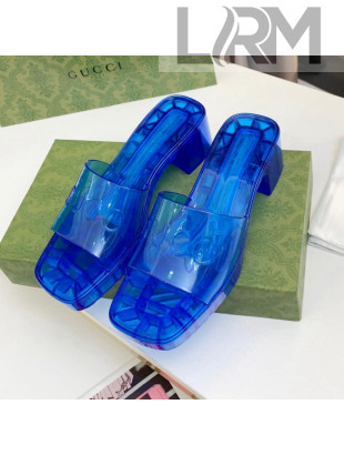 Gucci Transparent Rubber Slide Sandals Blue 2021 