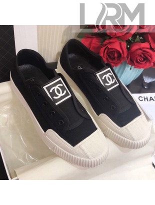 Chanel CC Patch Canvas Sneakers CCS04 Black 2021