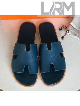 Hermes Izmir Sandal For Men in Epsom Calfskin Denim Blue 2020 (Handmade)