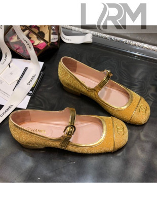 Chanel Shiny Mary Janes Flats G36482 Gold 2020