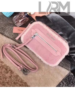 Miu Miu Shearling Camera Shoulder Bag 5BH118 Pink 2018