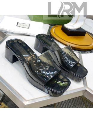 Gucci Transparent Rubber Slide Sandals Black 2021 