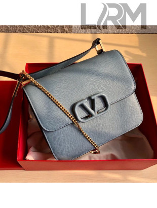 Valentino Large VSLING Grained Calfskin Shoulder Bag 0074L Blue 2019
